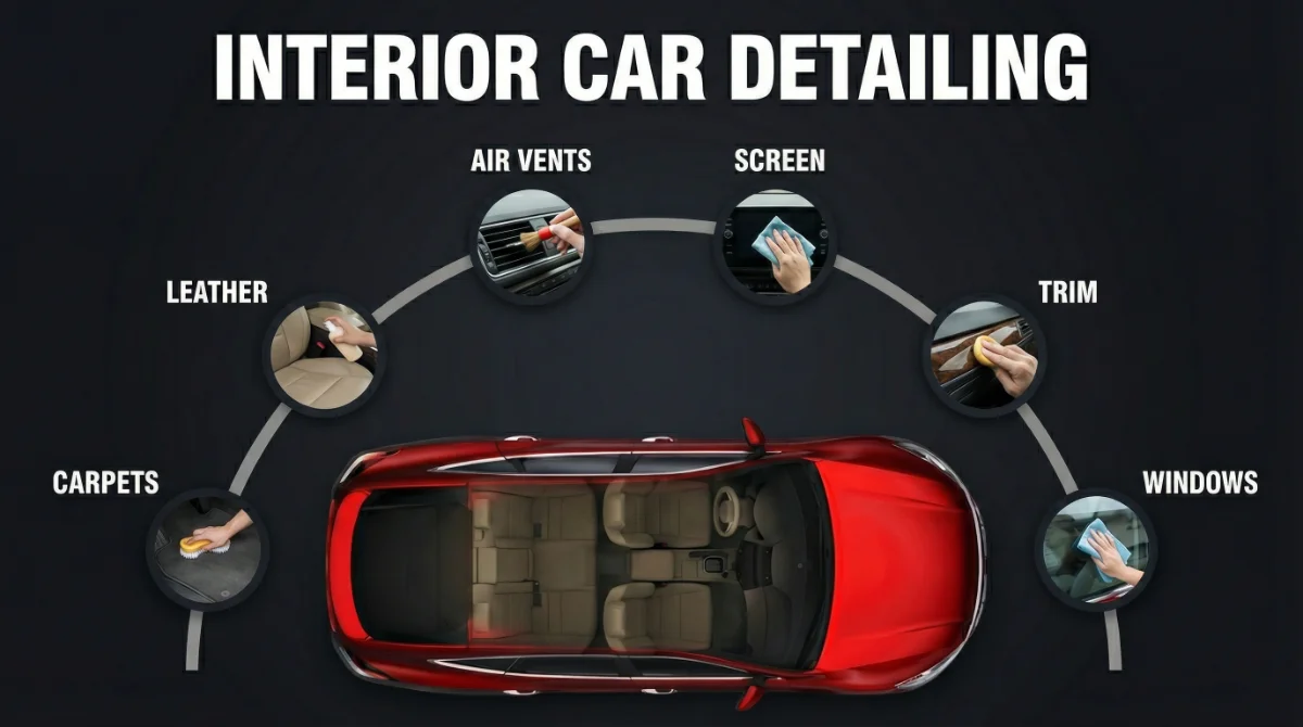 Precision interior car detailing